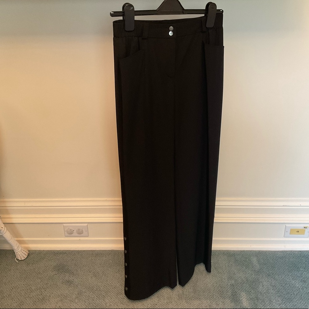 Jean Paul Berlin Black Wide Leg Pants with Gunmetal Buttons